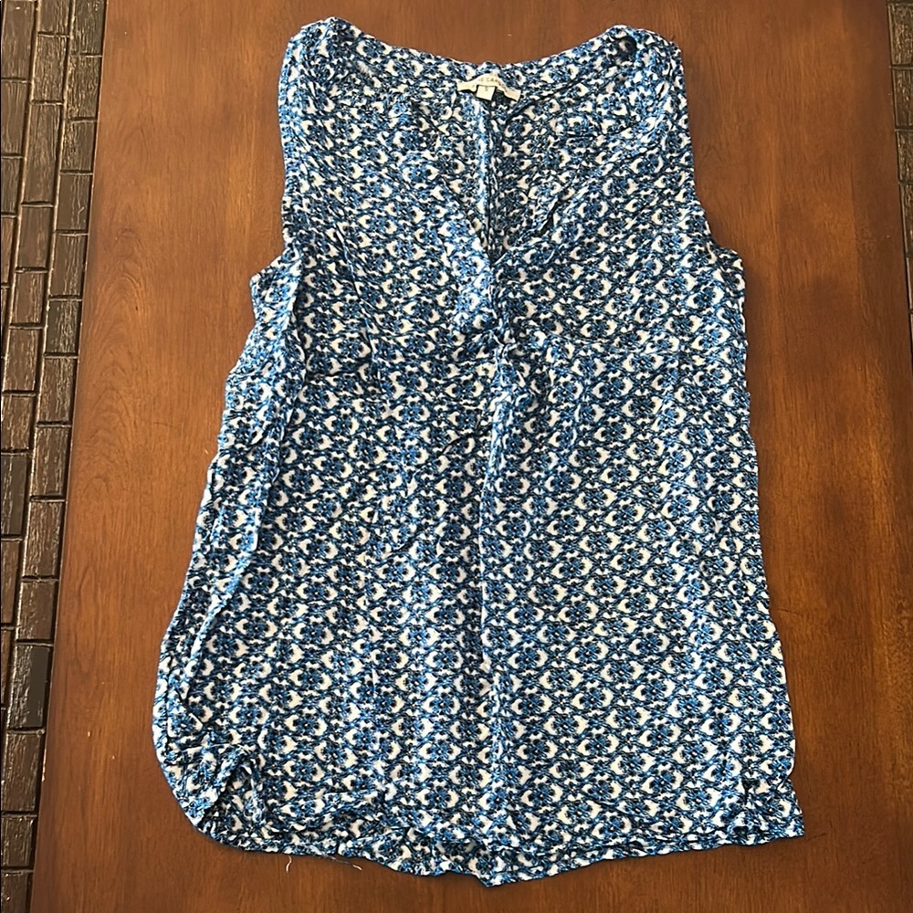 Blue Patterned Sleeveless Top